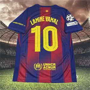 2025 2026 FCB Home Red Blue Yamal 10 Short Sleeve Soccer Jersey