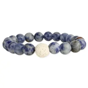 Blue Sodalite/Lava Bead Essential Oil Diffuser Bracelet