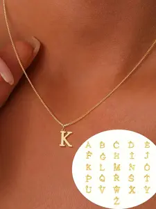 Women's Initial Letter Necklace – Minimalist A–Z Stainless Steel Pendant Necklace