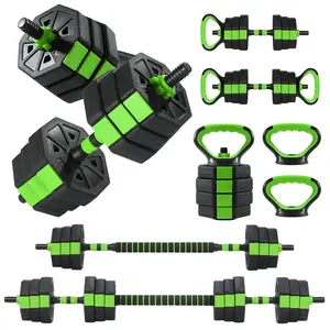 Black Green Adjustable Dumbbells, 44/66/88Lbs Free Weight Set with Connector, 4 In1 Weight Dumbbell Set Used As Kettlebells, Barbell, Push Up Stand, Fitness Exercise for Home Gym Suitable Men/Women