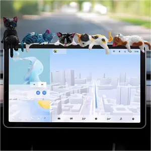 5PCS Cute Cat Car Dashboard Decoration, Funny Resin Kitty Figurines Rearview Mirror Ornament, Adorable Mini Kitten Auto Dash Decor Rear View Mirror Figurine for Women Girls
