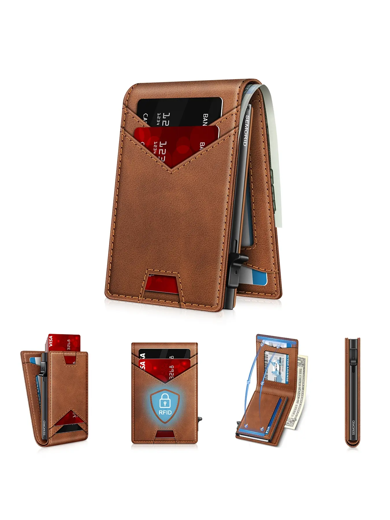 Men's Minimalist RFID Blocking Pop Up Card Holder, Slim Wallet for Daily Use