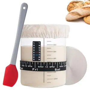 Sourdough Starter Glass Jar, 26 OZ Large Wide Mouth Jar for Sour Dough Starter, Easy to Use Sourdough Bread Baking Supplies Kit for Beginners and Pro, 1 Pack