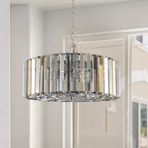 4-Light Crystal Modern Transparent Chandelier Light Fixture, Adjustable Hanging Ceiling Light for Dining Room Kitchen