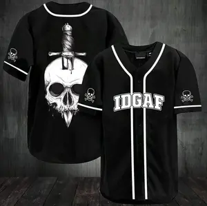 Personalized Skull Idgaf Baseball Jersey, Baseball Jersey Shirt, Outdoor Sports, Sport Shirt, Dynamic And Comfortable