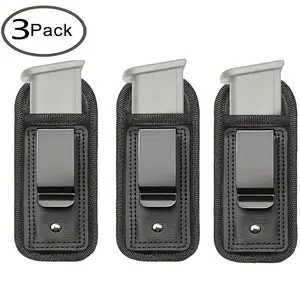 3-piece universal magazine pouch, IWB concealed carry, single and double layer magazine holder suitable for Glock 17 19 26 43 Sig P365 P320 S&W M&P 9mm.40.45.380, suitable for 7, 10, 15-round magazines, suitable for handguns