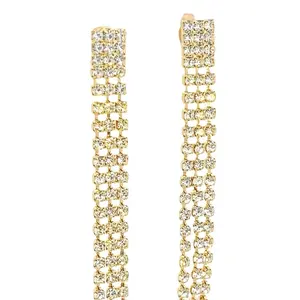 18k Gold Long Tassel Stud Earrings