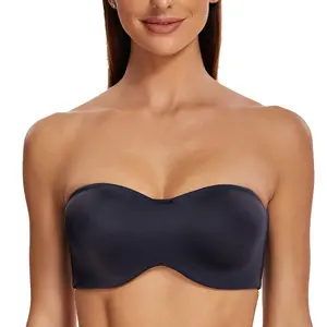 MELENECA Women's Strapless Seamless Underwire Bra - Basic, Comfortable Top, Bridal, Smooth, Compression, Elastic, Minimalist Minimizer Unlined Bandeau for Plus Size Large Bust, Plain, Hand Wash Only