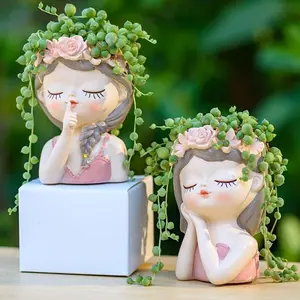 Creative Flower Pot, Resin Material and Hand-painted Fashion Home Desktop Succulent Pot, Suitable for Indoor Outdoor, Balcony, Desktop Decoration Gift, Garden Accessories