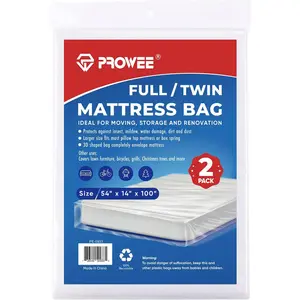 2 PK Twin/Full Mattress Bags for Moving Storage, Waterproof Clear Plastic Full Size Mattress Cover Protector
