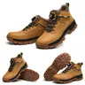 Shenganton Men's Steel Toe Closed Walking Shoes - Industrially Hardened Contractor Gear, Waterproof, Lace-Up Patchwork Upper, EVA Cushioned, Round Toe, All-Seasons Construction Work & Safety Footwear