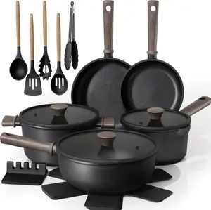 18PCS Nonstick Cookware Set – Black Titanium Collection