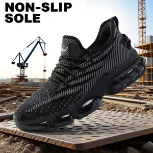 Breathable steel Toe Safety shoes - Lightweight Mesh Work sneakers with Non-Slip Solefor Warehouse, Factory & Outdoor Jobs