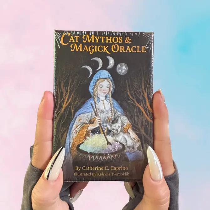 Cat Mythos & Magick Oracle Deck - 45 Illustrated Cards with Guidebook for Intuition & Psychic Abilities - Top-Quality Borderless Cards for Cat Lovers