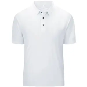 Mobvisil Mens Seamless Slim Fit Golf Polo Shirts Quick Dry Performance Short Sleeve Collared Shirt Moisture Wicking Nylon White 2XL