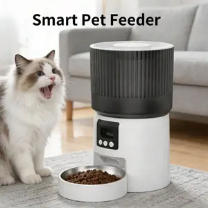 Automatic Cat Feeder, 4L Auto Cat Feeder Dry Food Dispenser with Dual Power Supply and Programmable Portion Size, Auto Pet Feeder for Cats and Small Dogs