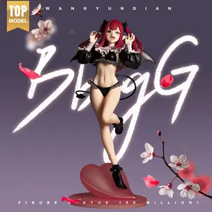 Cute Demon Girl Figure, 29cm Dual-Tail Devil Statue, Sexy PVC Action Model, Heart Base, Cute Wings & Horns, Desktop Decoration Gift