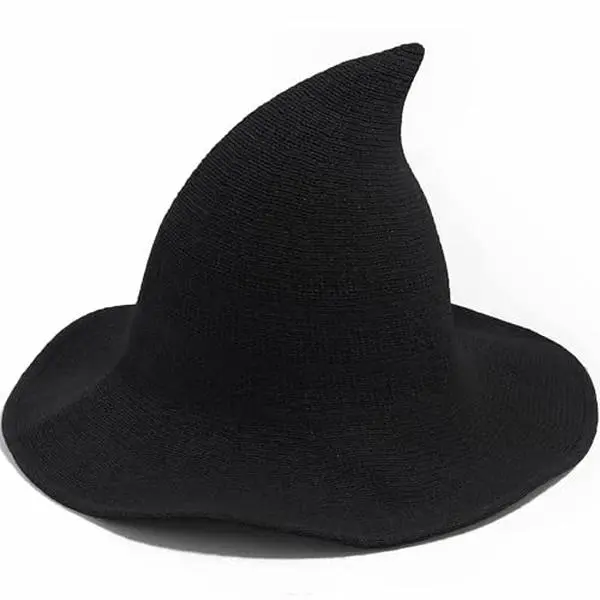 Knitted Witch Hat For Women, Estimated Delivery: 10 days, Cotton Yarn Pointed Wizard Hat, Soft Warm Solid Color Halloween Party Costume Accessory, Fall Cosplay Hat, Holiday Dress Up Prop For Adults Girls
