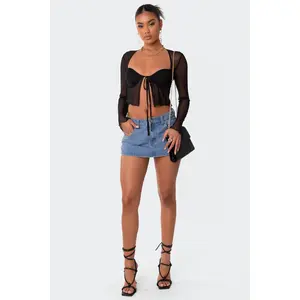 Tie Front Cupped Mesh Top Tie Front Cupped Mesh Top