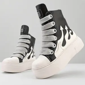 Chic Men's High-top Thick-soled Shoelaces Are Casual, Fashionable And Comfortable. Classic Burning Flame Shoes Are Comfortable Sneakers.