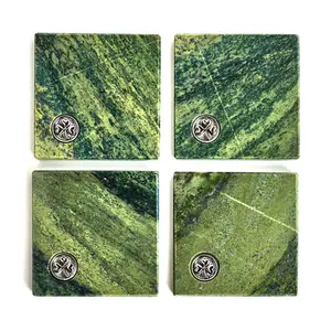 Connemara Marble Set of 4 Coaster with Irish Motif