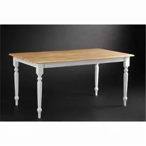 212 MAIN Boraam Windsor Farmhouse Dining Table - Farmhouse Rectangular Table with Rubberwood Natural Grain Tabletop, Cream/Natural Finish, Turned Legs, Seats 6 Guests