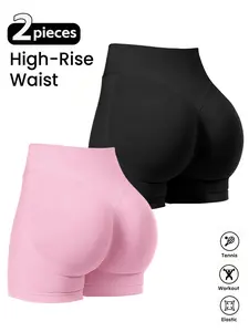 New Women’s Seamless Sports Thigh-Slit Shorts, high-waisted, butt-lifting, slimming, stretchy, for running, fitness, and yoga