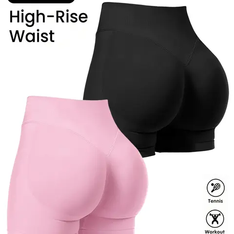 New Women’s Seamless Sports Thigh-Slit Shorts, high-waisted, butt-lifting, slimming, stretchy, for running, fitness, and yoga