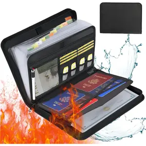 SUNDAY MIRTH Fireproof & Waterproof Accordion File Organizer, 13-Pocket Expanding Document Organizer with Handle & Labels, Durable Heat-Resistant Folder for A4/Letter Files, Portable Business Fire Safe Storage