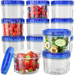 Freezer Storage Containers, [12 Pack-16 Oz] Airtight Plastic Food Storage Containers with Twist Top Lids, Soup, Meal Prep Containers | |           Stackable |           Leakproof: Home & Kitchen