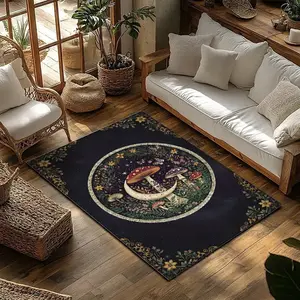 Vintage fantasy moon mushroom art, Suitable for living rooms, bedrooms, and dining rooms, furniture decoration aesthetics, anti-slip rubber back