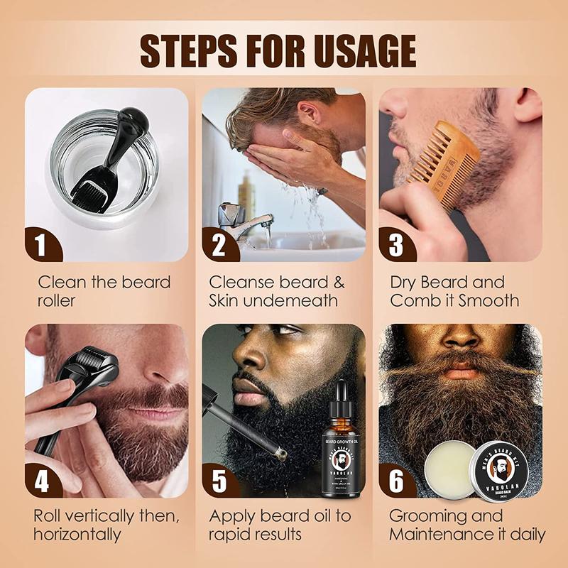 Men's Beard Kit with Growth Oil, Balm, Brush & Scissors, Ideal for Men's Beard Care, Gift Ideas for Male Friends and Family