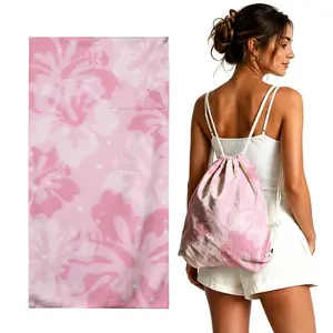 Foldable 2D Printed 2-in-1 Beach Towel, Instantly Folds into a Drawstring Beach Bag, Quick-Dry Sand-Free Microfiber Towel, Portable Multi-use Mat for Travel, Pool, Yoga & Picnic