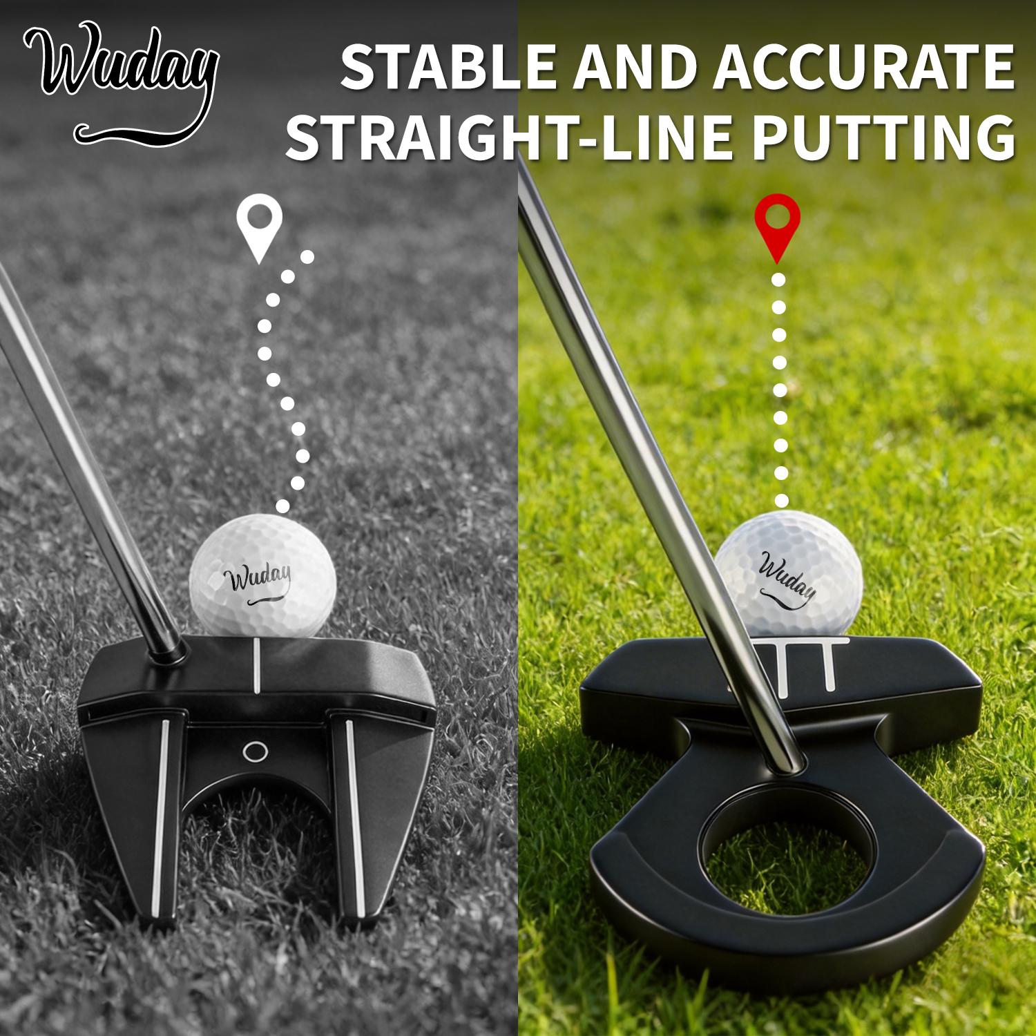 WUDAY Auto-Aligning Stability Golf Putter - Stop Missing Short Putts, Mallet Head with Zinc Alloy & Stainless Steel Shaft, Non-Slip Natural Rubber Grip for Precision Control
