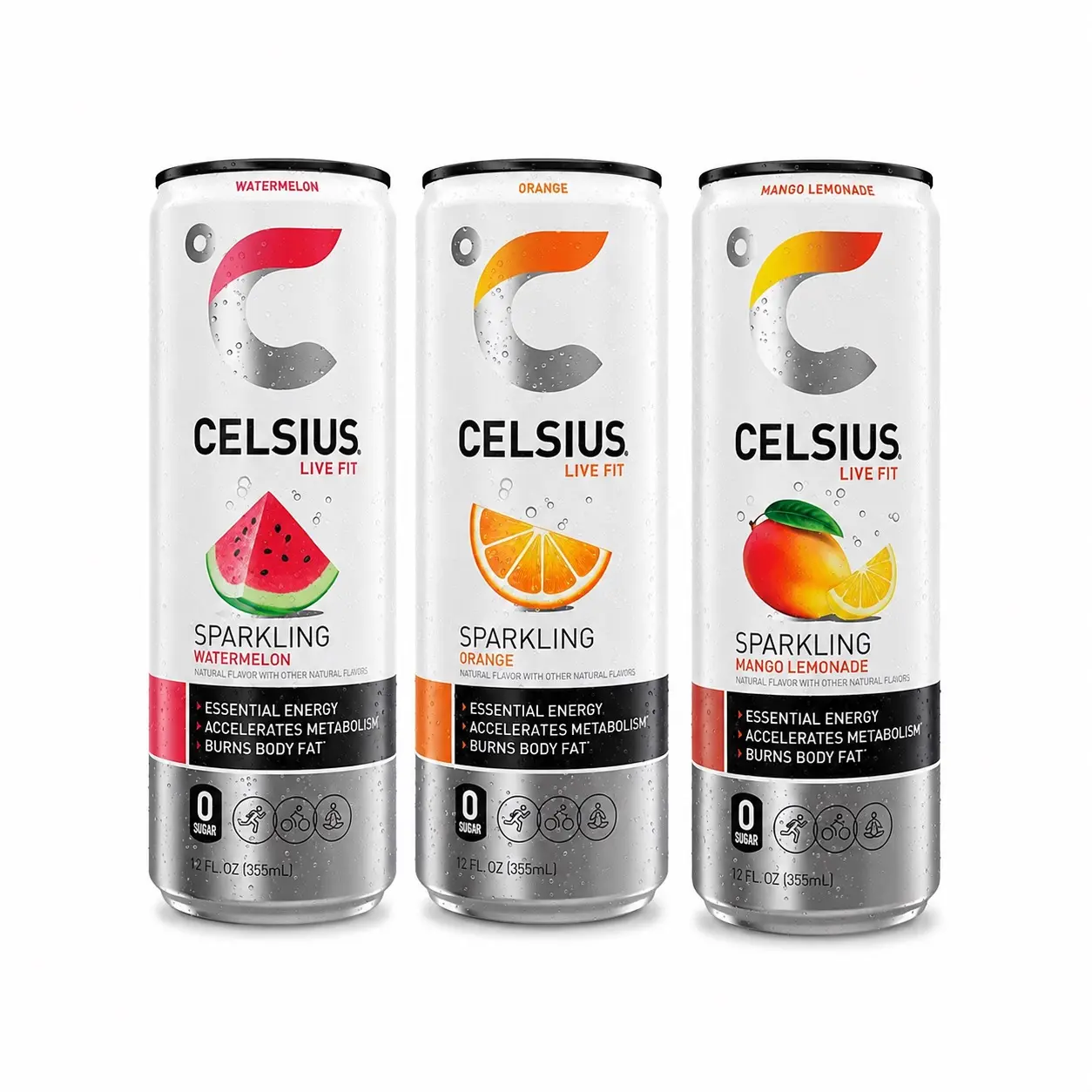 Celsius Sparkling Caffeinated Energy Drink Variety 3-Pack, 12 fl oz Cans