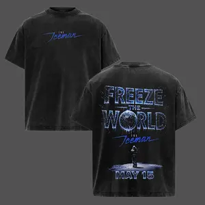 Iceman Retro Acid Wash Tee, Freeze The World Graphic Shirt, Double Side Urban Streetwear Gift For Fans
