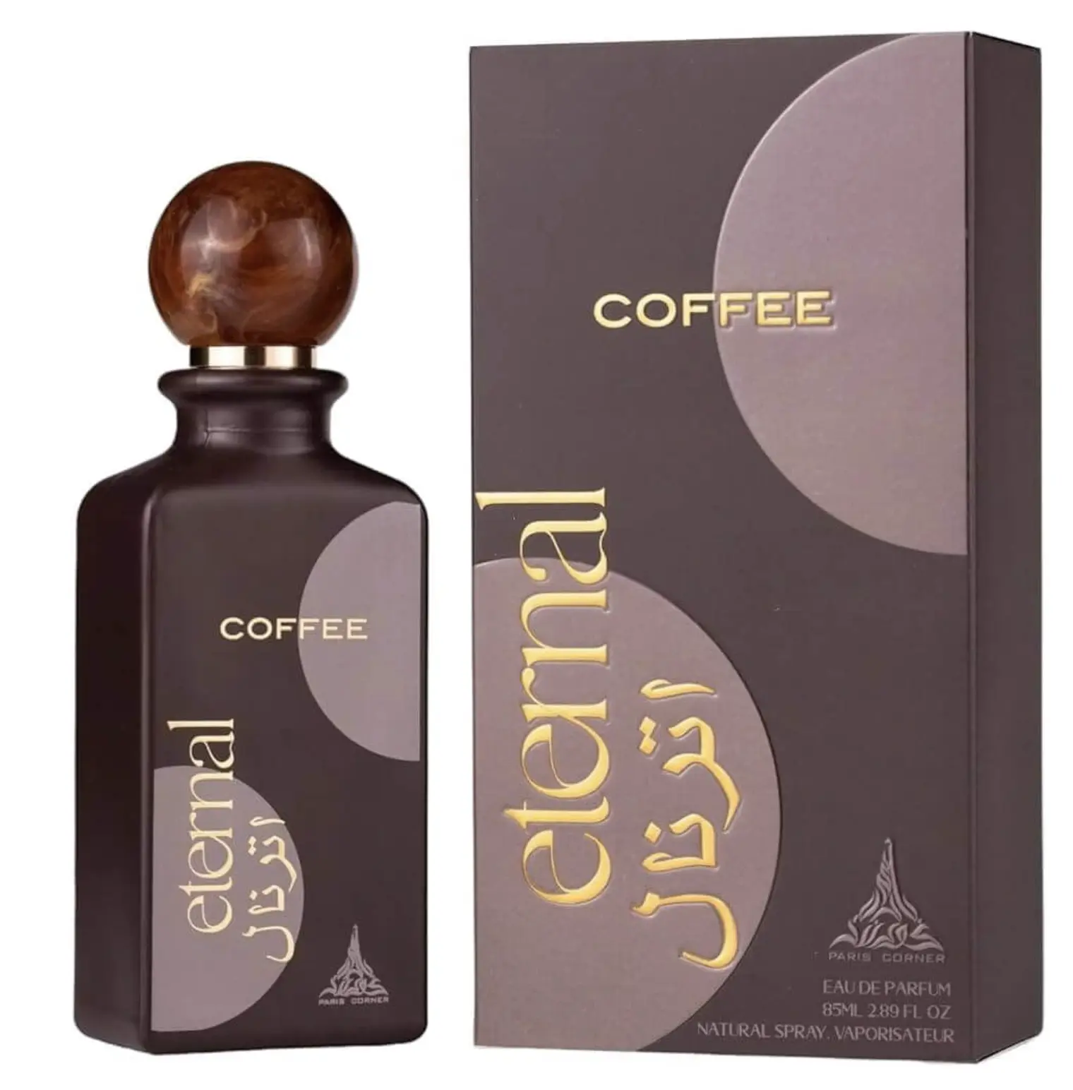 Paris Corner Eternal Coffee EDP, 2.89oz Unisex Fragrance with Coconut, Musk & Caramel Latte Notes