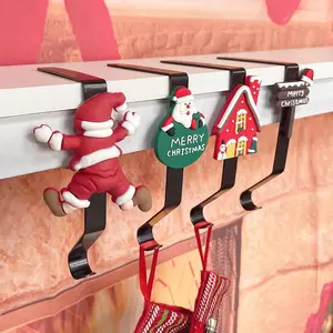 Christmas Stocking Holder, Metal Hook Christmas Decoration Socks, Long Tube Socks, Fireplace Hanging Hooks, Festive Holiday Decorations