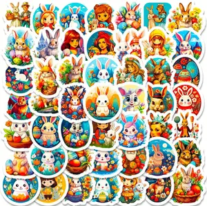 50 Pack of Easter Holiday Stickers. Adorable Colorful Designs. No Duplicates and Waterproof. Great Gift From The Easter Bunny.