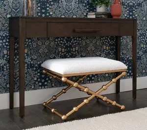 Linon Home Ashburn Campaign Sphere Stool Boucle