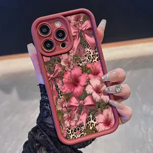 New Floral Leopard Print Phone Case, Sexy Wine, Valentine's Day Gift, Compatible with iPhone 11/12/13/14/15/16/17 Pro Max