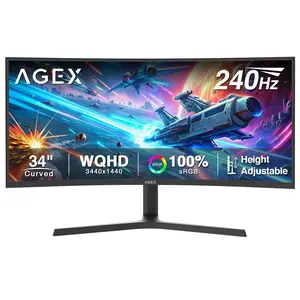 Z-Edge 34" Curved Gaming Monitor, WQHD 1440P 240Hz 165Hz Computer Monitor, MPRT 1ms, 21:9 Aspect Ratio, 1500R，16.7M Colors, 4000:1 Contrast, AG34P Edgeless, Height Adjustable 2X DP and 2X HDMI outdoorfun