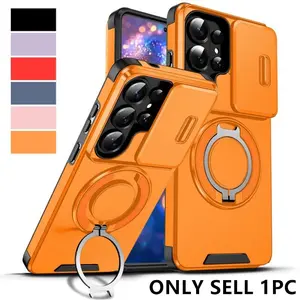 Phone Case - Compatible with for Samsung for Galaxy S26 S25 S24 S23 S22 Ultra Etc. Features a Lens Sliding Window Protection Design And Comes with a Heavy-Duty Shockproof Phone Case with a 360 Rotating Stand