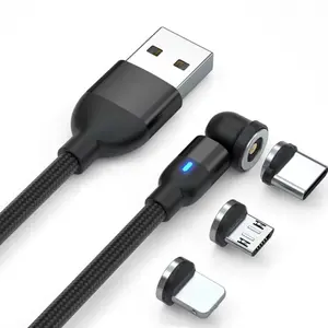 Magnetic Type C Cable with LED Indicator for iPhone, Xiaomi, Huawei, Samsung - 540 Degree Rotating Data Cable - Cellphone, Smartphone Charging
