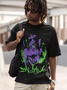 Evangelion Unit-01 Anime T-Shirt, Neon Genesis Evangelion Mecha Graphic Tee, EVA 01 Japanese Manga Streetwear Shirt