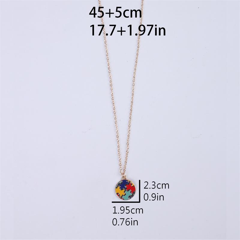 Creative Multi Color Puzzle Autism Awareness Enamel Pendant Necklace Best Friend Ladies Fashion Jewelry Accessories Gift Wholesa month supply Heart Style Choker