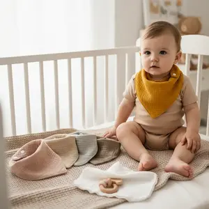 7-Piece Baby Bib Set, Super Soft Hypoallergenic Absorbent Bibs with Adjustable Buckles, 6-Layer Design for Newborns & Toddlers