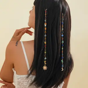 Bohemian style shell hair chain, natural stone tassel hair accessory, suitable for beach, festival, and vacation looks