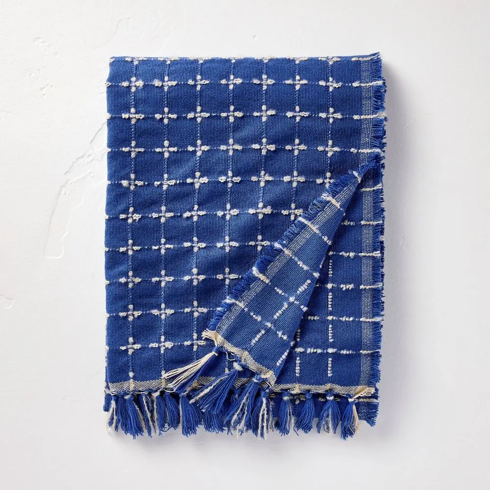 Patterned Throw Blanket Light Blue - Hearth & Hand with Magnolia