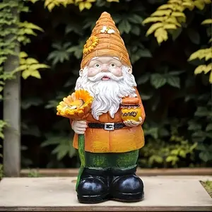 Resin Craftsmanship Garden Decoration Ornament, Sunflower Dwarf Figurine, Outdoor Decorative Piece, Not Plated with Precious Metal